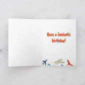 Flugzeug, Raketen und Vögel Geburtstagskarte Karte (Innenseite)