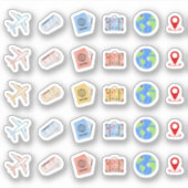 Flugzeug Reisen Abenteuer Icons Bujo Planner Aufkleber (Vorderseite)