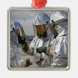 Flugzeug-Rettungs-Feuerwehrmann-Marinesoldaten Silbernes Ornament