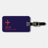 Flugzeug-Rot-Airline-Luftfahrt-Monogramm Gepäckanhänger (Vorderseite horizontal)