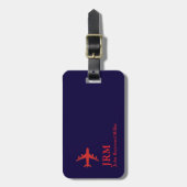Flugzeug-Rot-Airline-Luftfahrt-Monogramm Gepäckanhänger (Vorderseite vertikal)