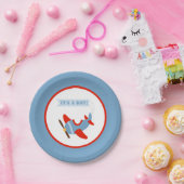 Flugzeug-rote blauer Jungen-Babyparty Pappteller (Party)