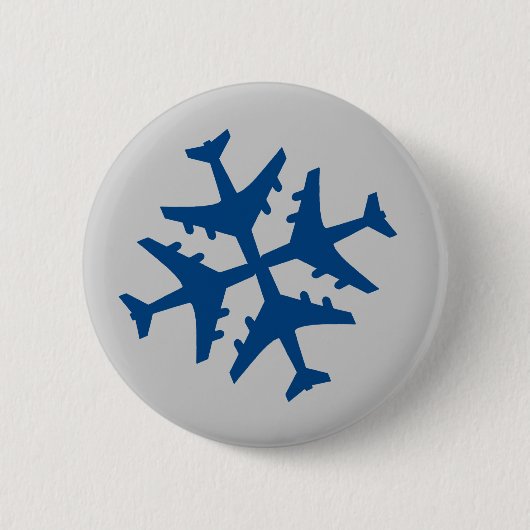 Flugzeug-Schneeflocke Button (Vorderseite)