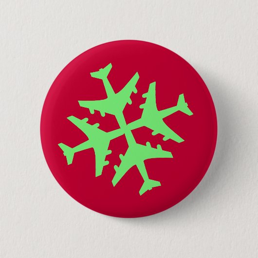 Flugzeug-Schneeflocke Button (Vorderseite)
