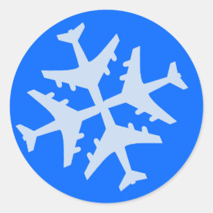 Flugzeug-Schneeflocke Runder Aufkleber