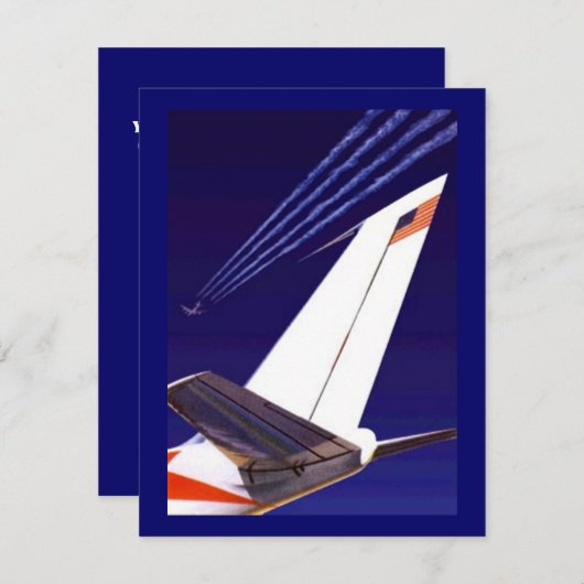 FLUGZEUG SCHWANZ & ZUCKER PARTY EINLADUNG EZ2CUSTO (Vorne/Hinten)