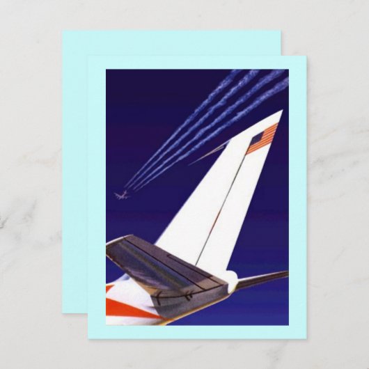 FLUGZEUG SCHWANZ & ZUCKER PARTY EINLADUNG EZ2CUSTO (Vorne/Hinten)