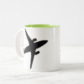 Flugzeug-Silhouette; Cool Zweifarbige Tasse (Vorderseite Links)