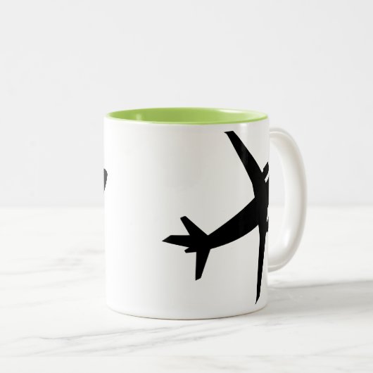 Flugzeug-Silhouette; Cool Zweifarbige Tasse (VorderseiteRechts)