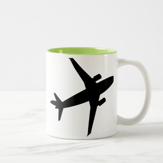 Flugzeug-Silhouette; Cool Zweifarbige Tasse (Rechts)