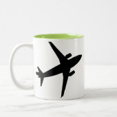 Flugzeug-Silhouette; Cool Zweifarbige Tasse (Links)
