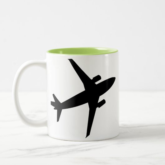 Flugzeug-Silhouette; Cool Zweifarbige Tasse (Links)