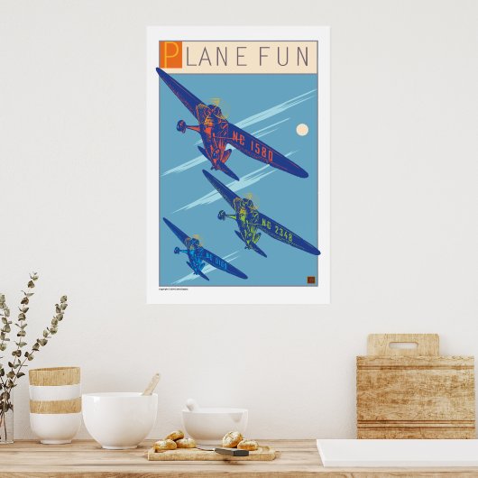 Flugzeug Spaß drucken Poster (Küche)