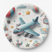 Flugzeug-Spielzeugboy Pappteller (Vorderseite)