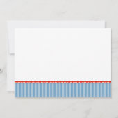 Flugzeug Stripes rote blauer Jungen-Babyparty Einladung (Rückseite)