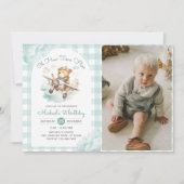 Flugzeug Teddy Bären Time Fliegt Birthday Foto Einladung (Vorderseite)