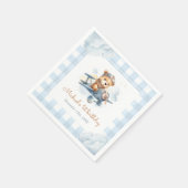 Flugzeug Teddy Bear Blue 1. Geburtstag Serviette (Ecke)