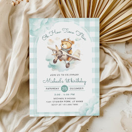 Flugzeug Teddy Bear Pastel Time Fliegt Geburtstag Einladung