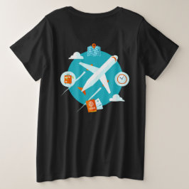 Flugzeug Thema niedliches Design Große Größe T-Shirt