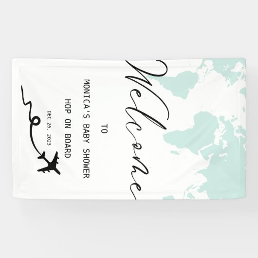 Flugzeug Ticket Baby Shower Boy Begrüßungszeichen Banner (Horizontal)