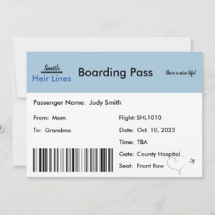 Flugzeug Ticket Pregnancy Ankündigung zur Familie