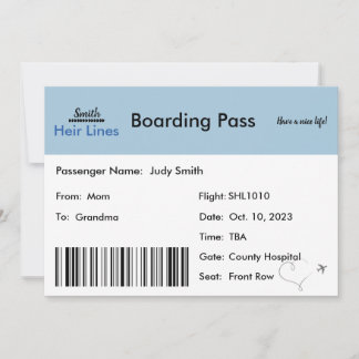 Flugzeug Ticket Pregnancy Ankündigung zur Familie