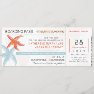Flugzeug Tickets Boarding Pass Save the Date Desig