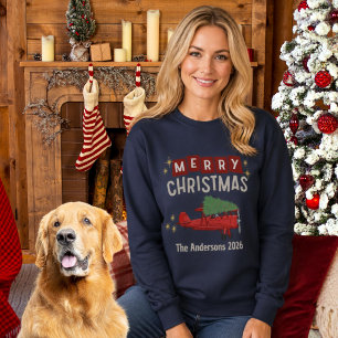 Flugzeug transportiert Weihnachtsbaum lustige Fami Sweatshirt