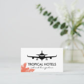 Flugzeug | Tropische Palmen Visitenkarte (Stehend Vorderseite)