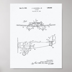 Flugzeug Typ 2 1932 Patent Kunst Weißpapier Poster