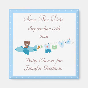 Flugzeug-u. Clothesline-Blau-Save the Date Magnet