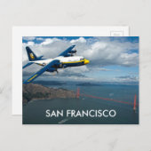 Flugzeug über der Golden Gate Bridge, San Francisc Postkarte (Vorne/Hinten)