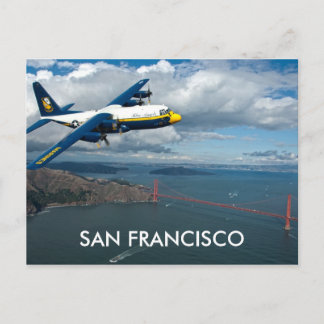 Flugzeug über der Golden Gate Bridge, San Francisc Postkarte