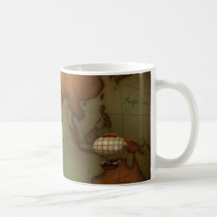 Flugzeug über Osthalbkugel Karte Steampunk Kaffeetasse
