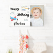 Flugzeug und Hubschrauber Foto Happy Birthday Banner (Insitu)