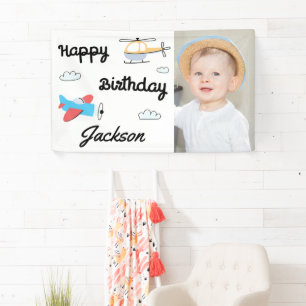 Flugzeug und Hubschrauber Foto Happy Birthday Banner