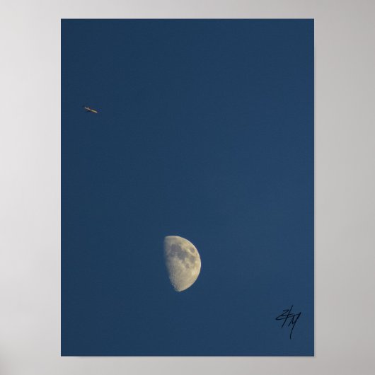 Flugzeug- und Mondplakat Poster (Vorne)