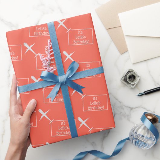 Flugzeug- und Namensflagge, kundenspezifischer Kin Geschenkpapier (Schenken)