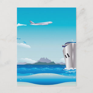 Flugzeug und Schiff 2 Postkarte