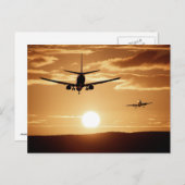 Flugzeug und Sonnenuntergang Postkarte (Vorne/Hinten)