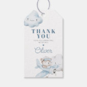 Flugzeug- und Teddy Bear Babydusche oder Geburtsta Geschenkanhänger (Vorderseite)