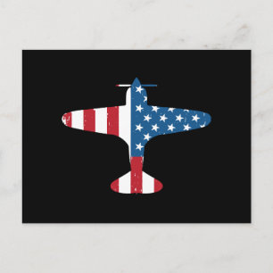 Flugzeug USA-Flagge Veteran Pilot Geschenk Feiertagspostkarte