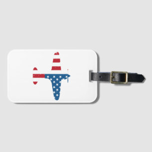 Flugzeug USA-Flagge Veteran Pilot Geschenk Gepäckanhänger