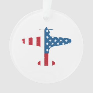 Flugzeug USA-Flagge Veteran Pilot Geschenk Ornament