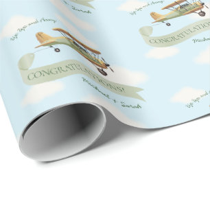 Flugzeug Vintage-Baby-Party Geschenkpapier