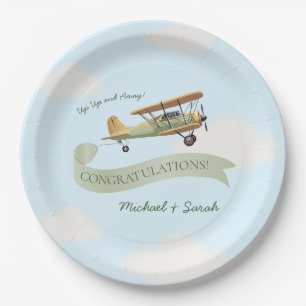 Flugzeug Vintage-Baby-Party Pappteller