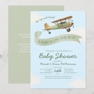 Flugzeug Vintage-Baby-Shower-Einladung Einladung