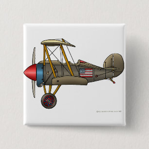 Flugzeug Vintage Doppeldecker Anstecknadeln Button