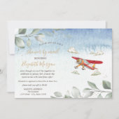 Flugzeug virtuelle Babyparty per Post Einladung (Vorderseite)