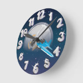 Flugzeug vor dem Mond Runde Wanduhr (Winkel)
